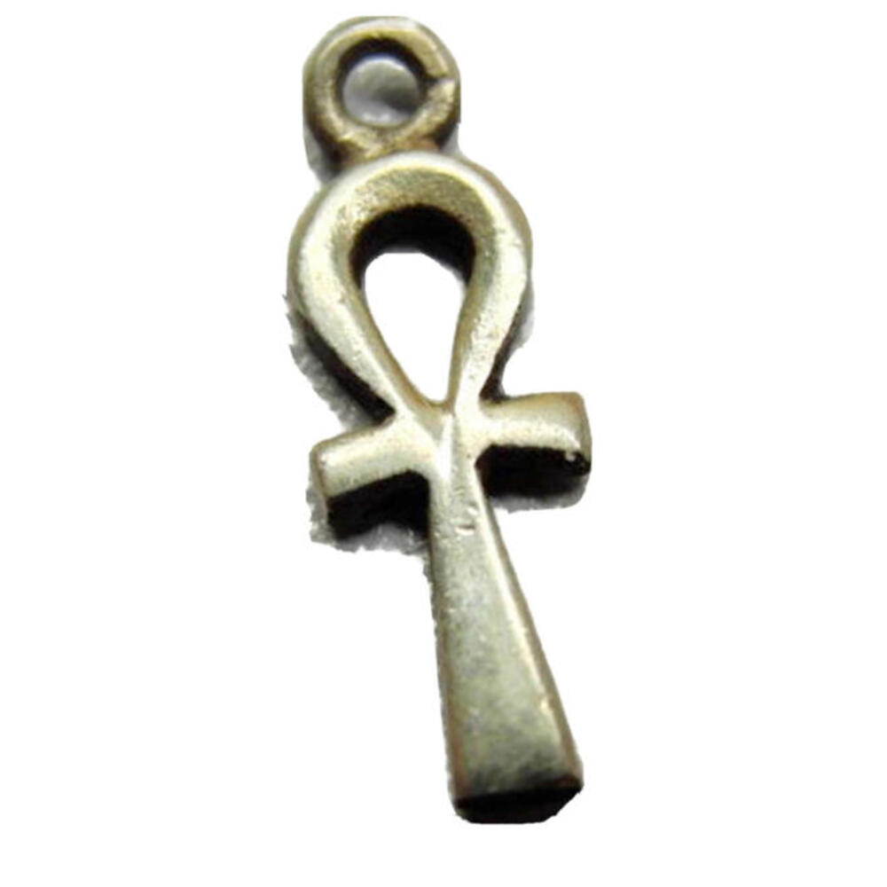 Tiny Charm Ankh Egyptian Cross Men Woman Solid 925 Patina Vtg Sterling Silver
